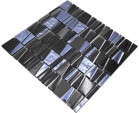 Sklenená mozaika s kovom XCM LA29 30,0x30,0 cm čierna