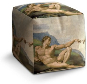 Sablio Taburet Cube Stvorenie Adama - Michelangelo Buonarroti: 40x40x40 cm