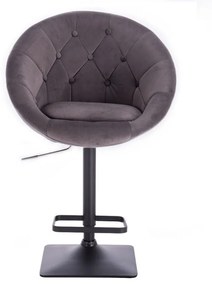 LuxuryForm Barová stolička VERA VELUR na čierne podstave - šedá