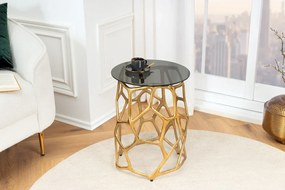 Príručný stolík LIQUID GEOMETRIE 50 cm tvrdené sklo čierne zlato