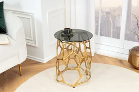 Príručný stolík LIQUID GEOMETRIE 50 cm tvrdené sklo čierne zlato