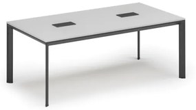Stôl INVITATION 2000 x 1000 x 740, biela + 2x stolná zásuvka TYP I, čierna