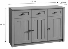 Tempo Kondela Komoda, sivá, PROVANCE K3SP
