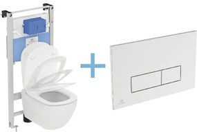 Závesné WC AQUABLADE set Ideal Standard Tesi s inštalačným systémom ProSys, ovládacie tlačidlo chróm, WC doska so SoftClose