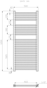 Erga Proper, vykurovacie teleso 1200x500 mm, 709W, biela, ERG-LAV-PROP-12050-WH