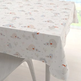 Biante Detský bavlnený štvorcový obrus Sandra SA-614 Veselé vtáčiky na bielom 70x70 cm