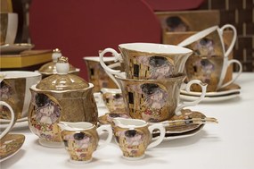 HOME ELEMENTS Porcelánová šálka a podšálka 2 x 250 ml, Klimt Bozk, tmavý