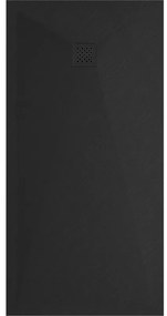 Mexen Stone+, obdĺžniková vanička z minerálneho kompozitu 200 x 90 cm, čierna, čierna krytka, 44709020-B