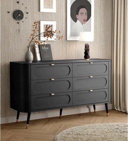 Dizajnová komoda ERKAN 140 cm čierna matná