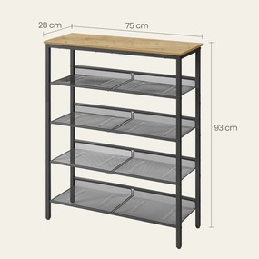 Botník TAYLOR ARTISAN s čiernou konštrukciou, 4 police