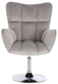 LuxuryForm DESIGN Kreslo AURORA VELUR na striebornom tanieri - svetlo šedé