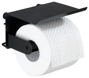 Čierny nástenný držiak na toaletný papier s podložkou na mobil Wenko Classic Plus