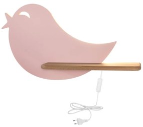 Candellux BIRD Nástenné svietidlo 5W LED 4000K IQ KIDS WITH CABLE, SWITCH AND PLUG PINK 21-85054