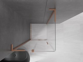 Mexen Velar L, sprchový kút s posuvnými dverami 90 x 90 cm, 8mm číre sklo, medená matná, 871-090-090-03-65