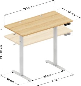 Elektrický výškovo nastaviteľný stôl Mark Adler Leader 6.9 Dub Craft / biely