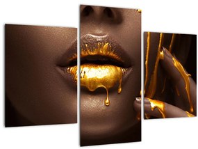 Obraz - Žena so zlatými perami (90x60 cm)