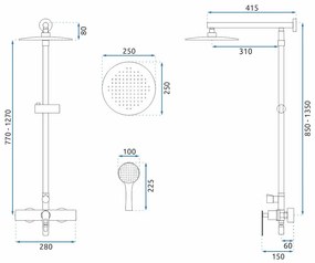 Rea Aldi, sprchová súprava s pákovou batériou 150mm, zlatá lesklá, REA-P8802