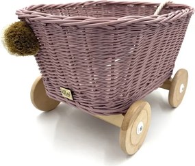 Prútený vozík na ťahanie za šnúrku - fialová