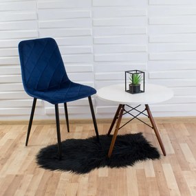 Dekorstudio Zamatová jedálenská stolička KARO tmavo modrá - čierne nohy
