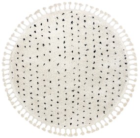 Dywany Łuszczów, Kusový koberec Berber Syla B752 dots cream kruh, 160x160 (priemer) kruh, biela, chodba / predsieň