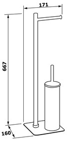 Gedy Sapho, ARTU Stojan s držiakom na toaletný papier a WC kefou, hranatý, čierný mat