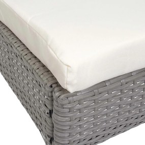 Set 2 záhradných stoličiek HWC-G19, polyratan, stohovateľná - sivý, krémový vankúš