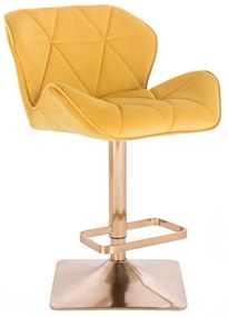 LuxuryForm DESIGN Barová stolička MILANO VELUR na zlatej hranatej podstave - žltá