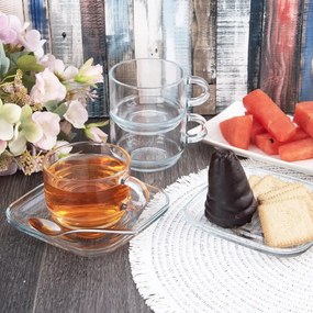 Orion Sada sklenených hrnčekov s podšálkami Cozy 6 ks, 0,27 ml, 270 ml