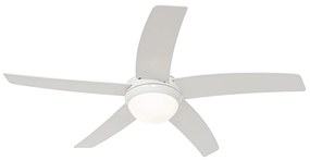 Inteligentný stropný ventilátor biely s drevenou potlačou 132 cm vrátane LED stmievateľného s diaľkovým ovládaním - Cool