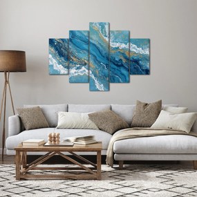 Obraz - Bledomodrý mramor so zlatom II. (150x105 cm)