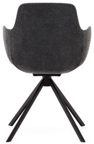 Tmavosivé čalúnené jedálenské kreslá v súprave s podrúčkami 2 ks Tissiana – Kave Home