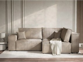 Béžová menčestrová rozkladacia/s úložným priestorom rohová pohovka (pravý roh/do L) Tonga – Maison de Rêve