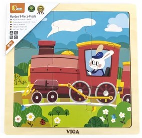 Puzzle na podstavci Viga 44631 9 dielikov - vláčik