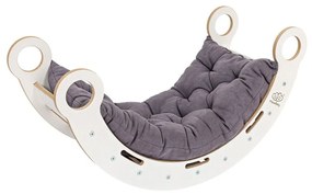 Biela/sivá hojdačka z borovicového dreva 39x75x38 cm Montessori – Meowbaby