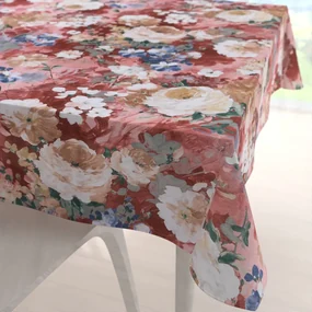 Biante Dekoračný štvorcový obrus PM-054 Maľované kvety na ružovom 90x90 cm