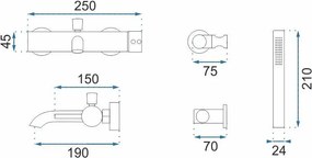 Rea Lungo, vaňová batéria s ručnou sprchovou súpravou, grafitová, REA-B1115