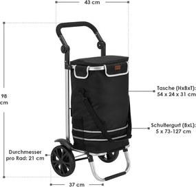 Nákupný vozík 3v1, 56 l, čierny – skladací, s chladiaci vrec