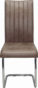 Jedálenská stolička Vertical, hnedá camel látka v optike lesklej kože
