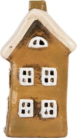 Tealight Holder House 8x7x15 Cm Brown Ceramic - 8.0 cm