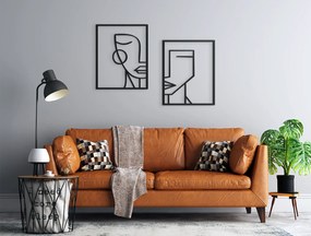 drevko 2-dielny kubistický obraz Ženy Rozmer obrazu: 30 x 44,5 cm, Farba dekorácie: Čierna