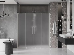 Mexen Velar L Duo, posuvné sprchové dvere do otvoru 170 cm, 8mm sklo námraza, brúsená oceľ, 871-170-003-32-97