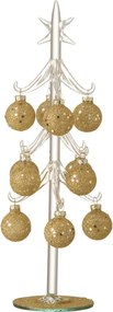 Sklenený stromček s zlatými guľami Baubles Stars Medium – 12*12*30 cm