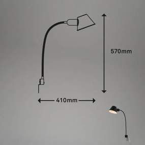 Briloner 2079-015 - Nástenná flexibilná lampa 1xE27/10W/230V čierna