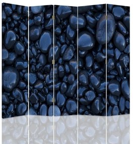 Ozdobný paraván Zen Stones Blue - 180x170 cm, päťdielny, obojstranný paraván 360°