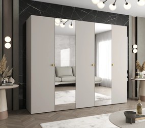 Šatníková skriňa 250 cm Parna 2 (kašmír + zlatá). Akcia -20%. Vlastná spoľahlivá doprava až k Vám domov. 1125953