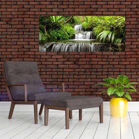Obraz - Vodopád v dažďovom lese (120x50 cm)