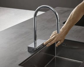 Hansgrohe M81, drezová batéria Aquno Select s výsuvnou koncovkou a plochým sprchovým prúdom, chrómová, HAN-73837000