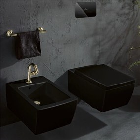 VILLEROY &amp; BOCH Memento 2.0 závesné WC s hlbokým splachovaním bez vnútorného okraja, 375 x 560 mm, Ebony, s povrchom CeramicPlus, 4633R0S5