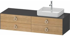 DURAVIT White Tulip závesná skrinka pod umývadlo na dosku (umývadlo vpravo), 4 zásuvky, 1600 x 550 x 408 mm, dub prírodný masív/grafit vysoký lesk, WT4995RH5H10000