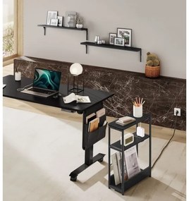 Odkladací stolík ROD s vstavanou zásuvkou a USB portami, čierny